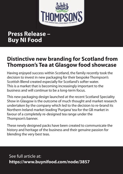 Distinctive new branding for Scotland from Thompson’s Tea at Glasgow food showcase